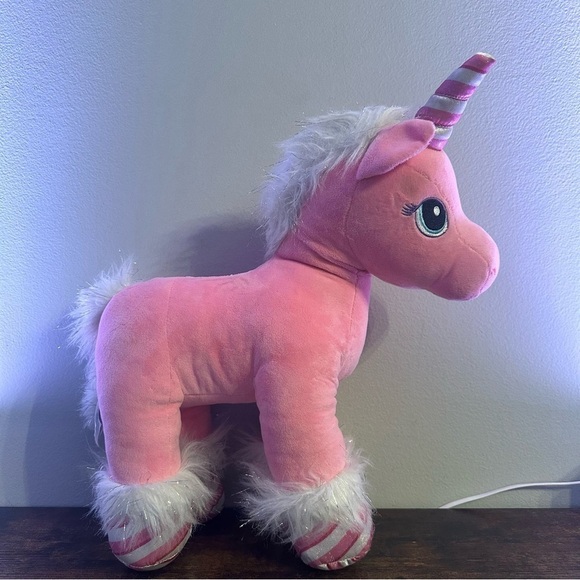 Build A Bear BABW Plush Candy Cane Unicorn Stuffed‎ Animal Pink White Sparkles - Picture 1 of 6